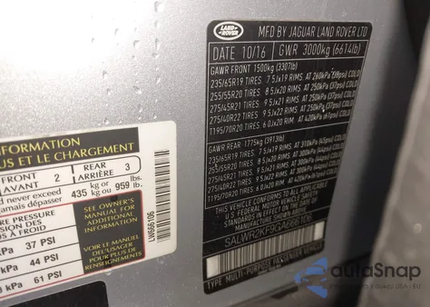 2016 Land Rover Range Rover Sport 3.0L V6 Turbocharged Diesel Hse Td6 z USA, uszkodzony, nr VIN SALWR2KF9GA666106